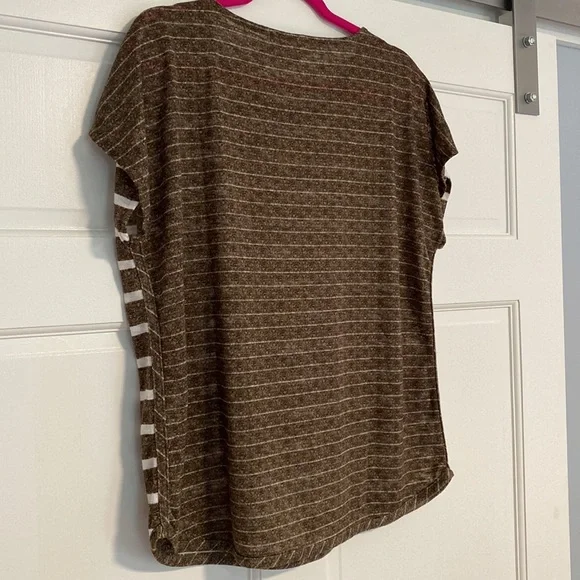 Chico’s striped, cap-sleeve t-shirt. Size 2 (10/L). - Picture 5 of 8